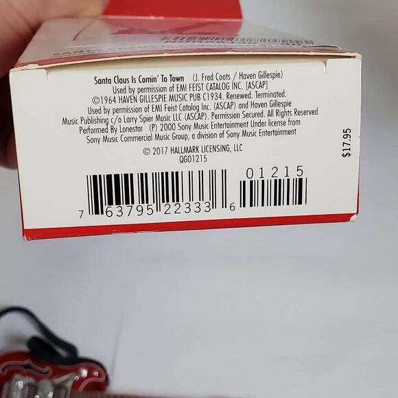 2017 Hallmark Keepsake Ornament “Santa Claus Is Comin’ to Town” Red Guitar w/ So - Picture 5 of 6